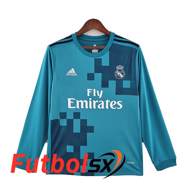 Editar Comprar Camiseta Madrid Retro Tercera Larga Azul 2017-2018 Baratas